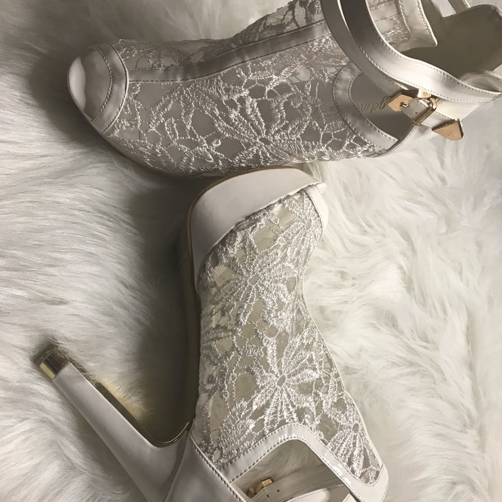 White prom high heels